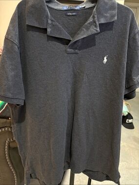 Polo by Ralph Lauren Men's Grey Short-Sleeve Polo with White Pony